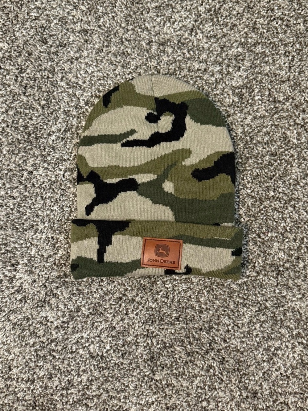 John Deere Camo Knit Cuffed Beanie - Olive, Black, Tan
